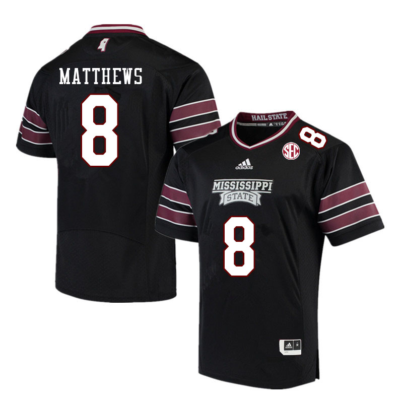 Men #8 Jackie Matthews Mississippi State Bulldogs College Football Jerseys Sale-Black